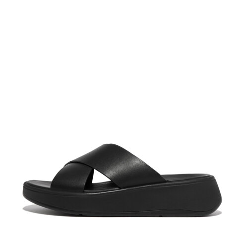 FFSO4E220BKF-MODE LEATHER FLATFORM CROSS SLIDES