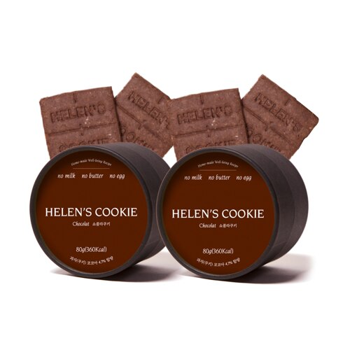 韩际新世界网上免税店-HELEN'S COOKIE-CHOCOLATE_SWEETS-[新世界独家] 素食饼干 80g 2个装 套装 (chocolat)