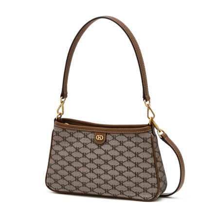 Brown Logo Pattern Leather Mini 单肩包