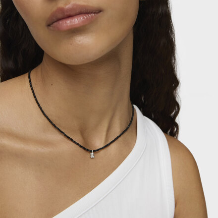 Silver Bold Bear Necklace with onyx & bear charm