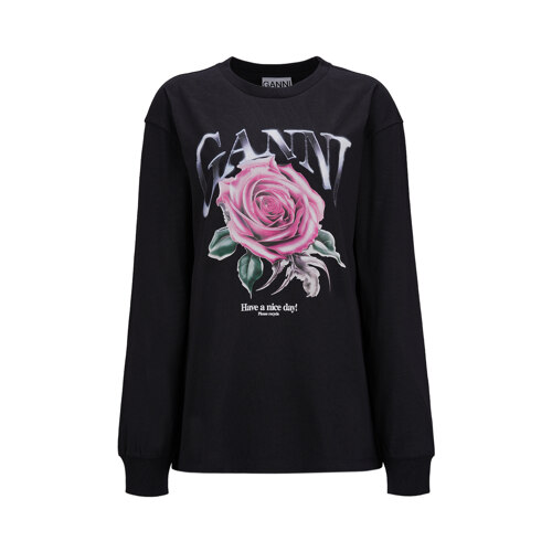 GANNI_FUTURE HEAVY JERSEY ROSE LONG SLEEVE T-SHIRT_PHANTOM