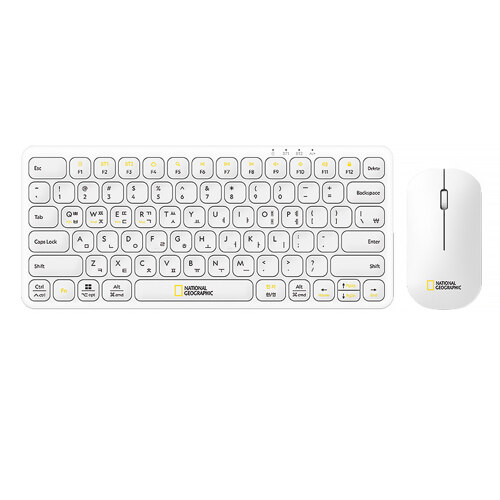 韩际新世界网上免税店-NATIONAL GEOGRAPHIC(ACC)-SMARTWATCH-Wireless Multi-Device Slim Keyboard & Mouse Set (White), Bluetooth & 2.4 GHz 键盘&鼠标