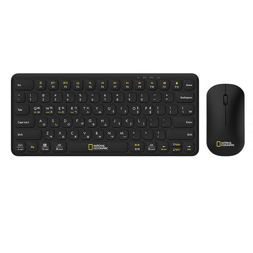 韩际新世界网上免税店-NATIONAL GEOGRAPHIC(ACC)-SMARTWATCH-Wireless Multi-Device Slim Keyboard & Mouse Set (Black), Bluetooth & 2.4GHz 键盘&鼠标