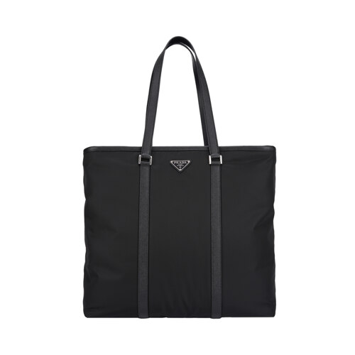 RE-NYLON AND SAFFIANO LEATHER TOTE BAG