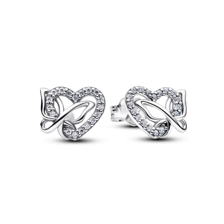 Entwined Heart & Butterfly Stud Earrings 耳钉