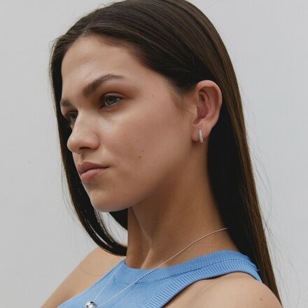 pave one touch earring - silver