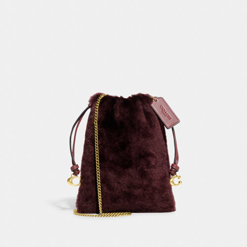 Drawstring Pouch in Shearling