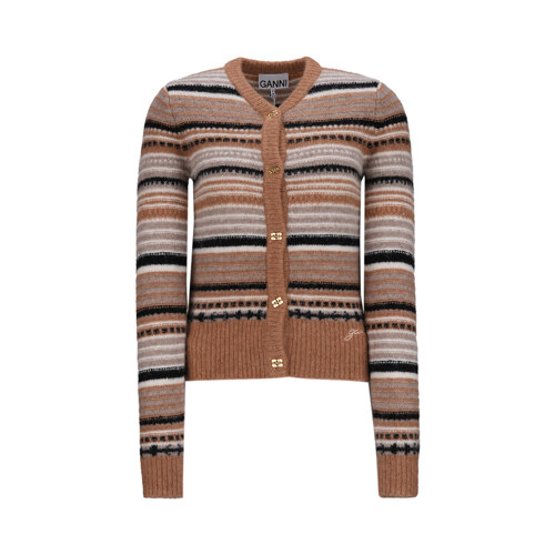 GANNI_SOFT WOOL STRIPE CARDIGAN_TIGERSEYE