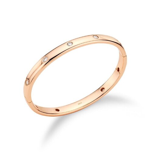 Essence Silver (P) Moissanite Accent Chunky Bangle_S (手镯)