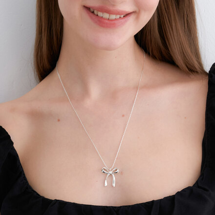 OVLA RIBBON NECKLACE_M_silver