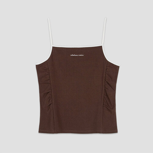 (T-7045)ANN SHIRRING SLEEVELESS TEE BR F