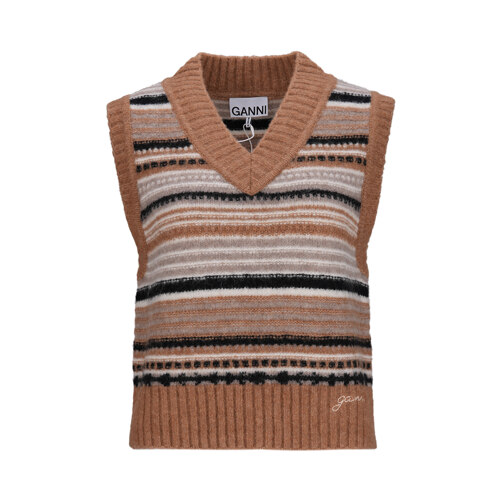 GANNI_SOFT WOOL STRIPE VEST_TIGERSEYE