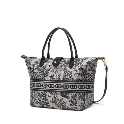 HIBA5F651N3 Navy Signature H Toile Tote & Crossbody Bag M 深蓝H标手提&斜挎包