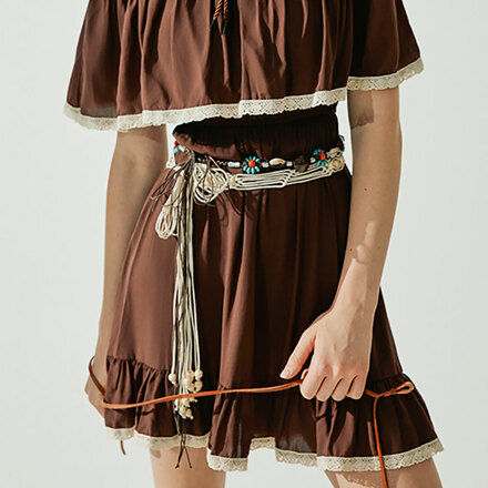 Chante Ethnic Net String Belt - Ivory