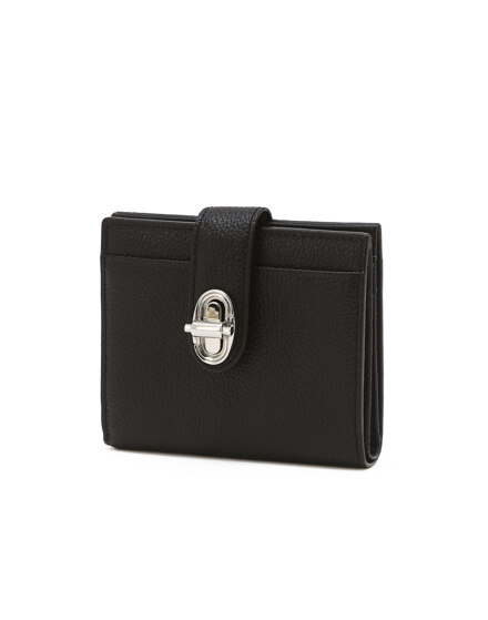 JAWA6E004BK Black Leather Orb Detail Velcro Wallet