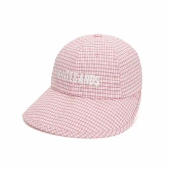 소프트 체크 라운드 와이드 캡 키즈 아이비 핑크