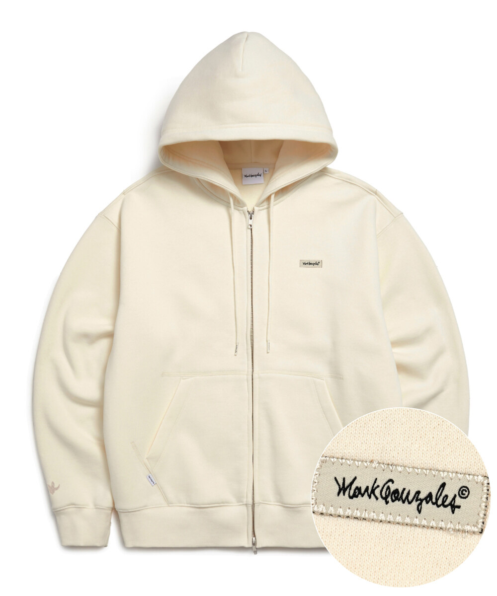 SIGN LOGO WAPPEN OG SWEAT ZIP-UP HOODIE IVORY - 마크