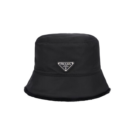 RE-NYLON AND SHEARLING BUCKET HAT