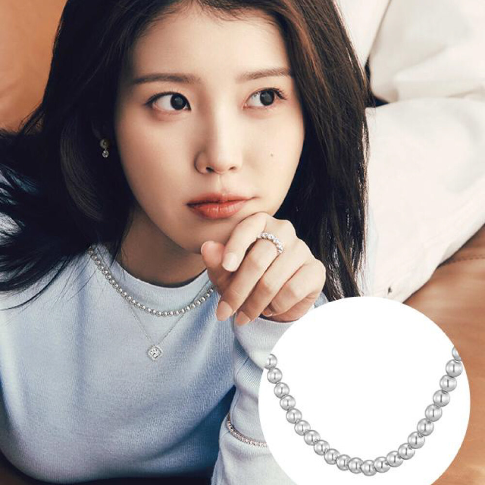 [IU PICK] BASIC PERLINA Silver Gray pearl bead Necklace 项链 4mm JJP1NI4BF220SW420