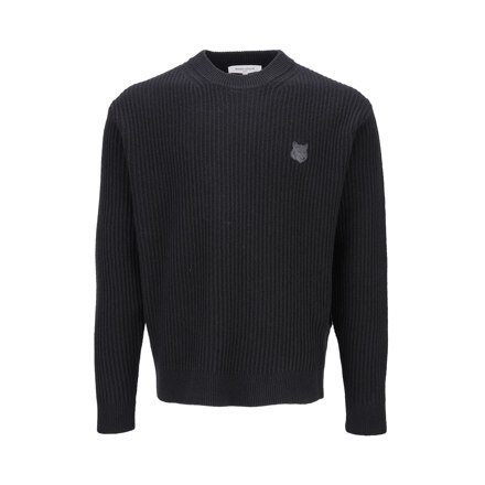 FOX HEAD WOOL RIBBED JUMPER,