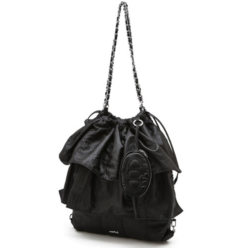 [FRILL] Black Dupskin Frill Chain Two-Way Backpack & Shoulder Bag M 双肩包/单肩包