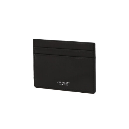 Black Leather Logo Double Card Case