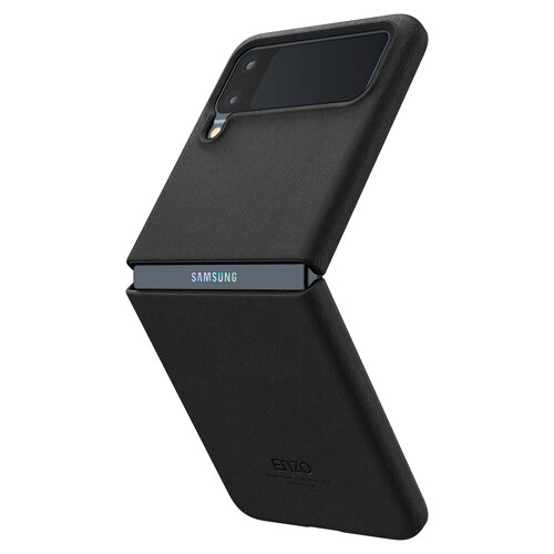 韩际新世界网上免税店-SPIGEN-SELFIE STICK-Galaxy Z-Flip 3 Natural leather case Enzo Black 手机壳