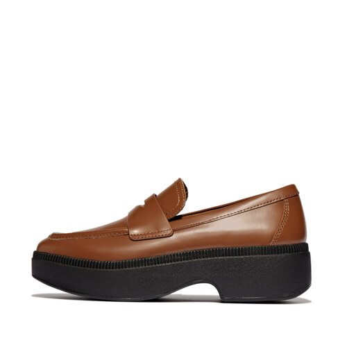 F-LUMA  BOX-LEATHER DEMI-WEDGE PENNY LOAFERS Rich Brown