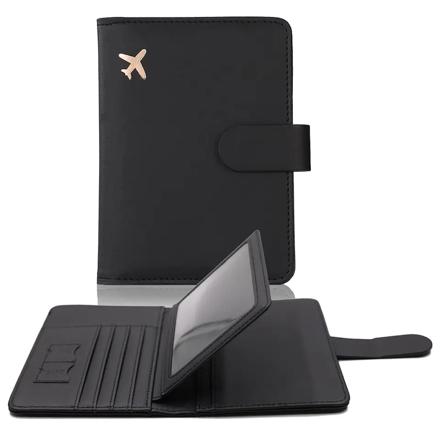 RFID Blocking Leather Passport Wallet Black - 护照包