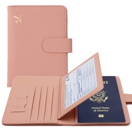 RFID Blocking Leather Passport Wallet Pink - 护照包