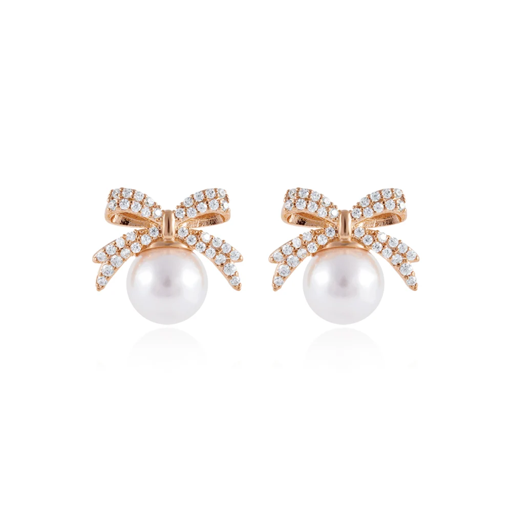 신세계인터넷면세점-쥬디앤폴-earring-#로즈골드/다이애나 러블리 리본 앤 진주 드롭 귀걸이