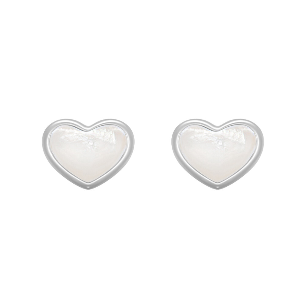 [HEI] nacre heart earring ★ ハンソヒ/カリナ着用★ 수지, 에스파 카리나 착용]nacre heart earring : White - 헤이