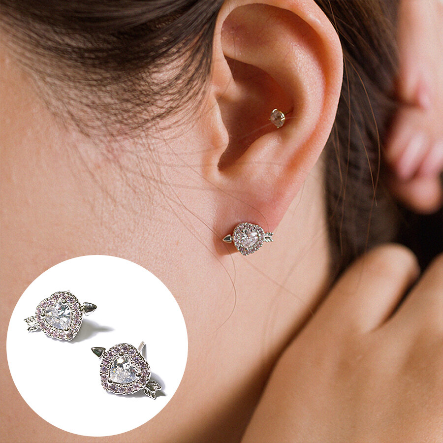 ★NOONOO FINGERS★ [s925post] Heart Crush Earrings (2 colors EARRING - NOONOO FINGERS