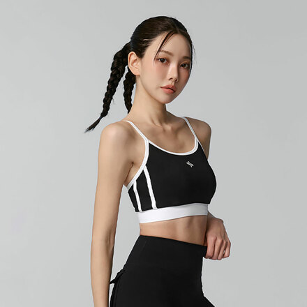 XFK2BR1502 Double-Line Contrast Bra Top Black
