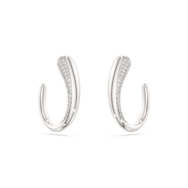 신세계인터넷면세점-스와로브스키-earring-Classica 후프 이어링, 라운드 컷, 화이트, 스털링 실버