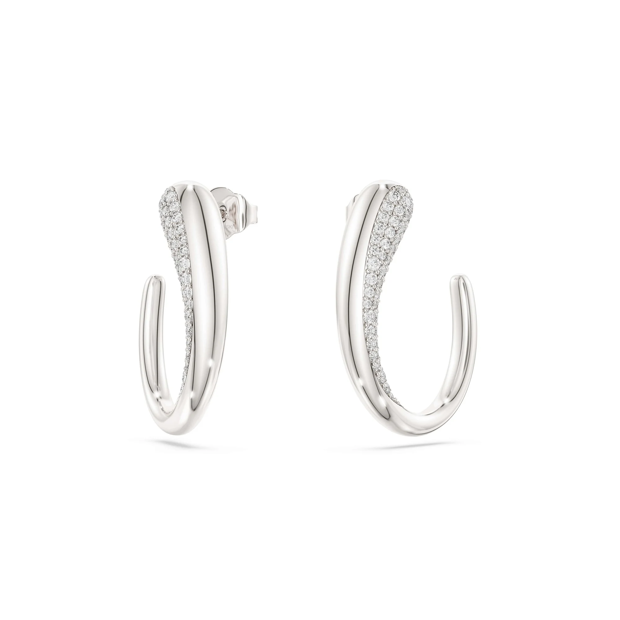 신세계인터넷면세점-스와로브스키-earring-Classica 후프 이어링, 라운드 컷, 화이트, 스털링 실버