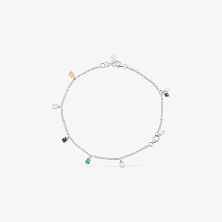 Silver anklet with gems and pearl Mini Color