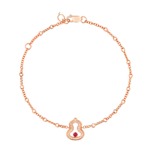 Wulu bracelet in 18K rose gold with diamonds and ruby