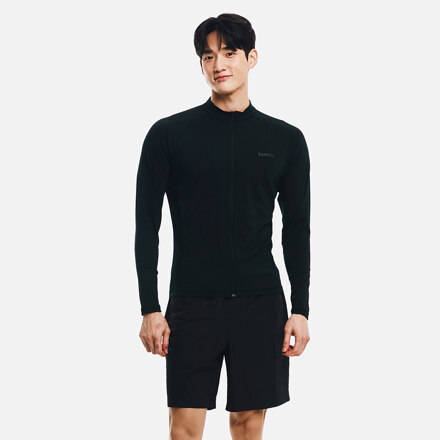 맨 에센셜 스탠다드핏 집업 래쉬가드(B6SMWZR102BLK)