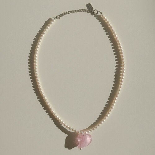 love long pearl necklace - pink