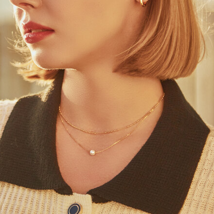 18k gold plated layered pearl-necklace