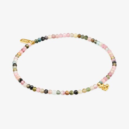 Bold Bear elastic bracelet with 18kt gold plating over silver and tourmalines