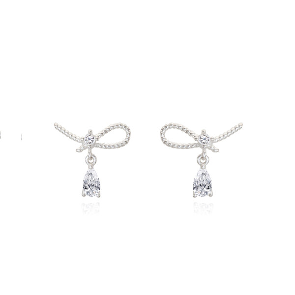 신세계인터넷면세점-이니비니-earring-리본 드롭 실버 귀걸이