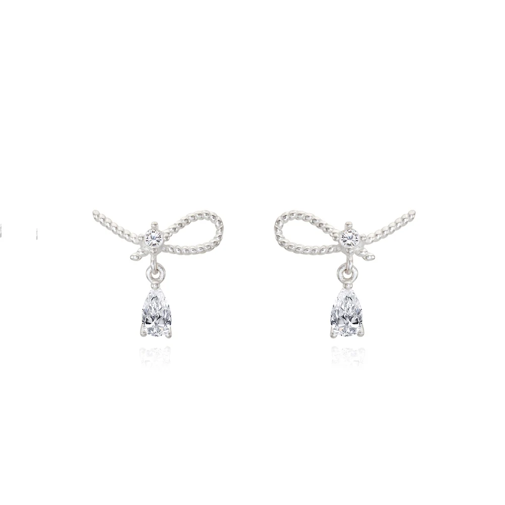 신세계인터넷면세점-이니비니-earring-리본 드롭 실버 귀걸이