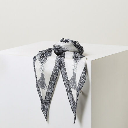 Silk Blend Scarf 围巾 Navy Pattern
