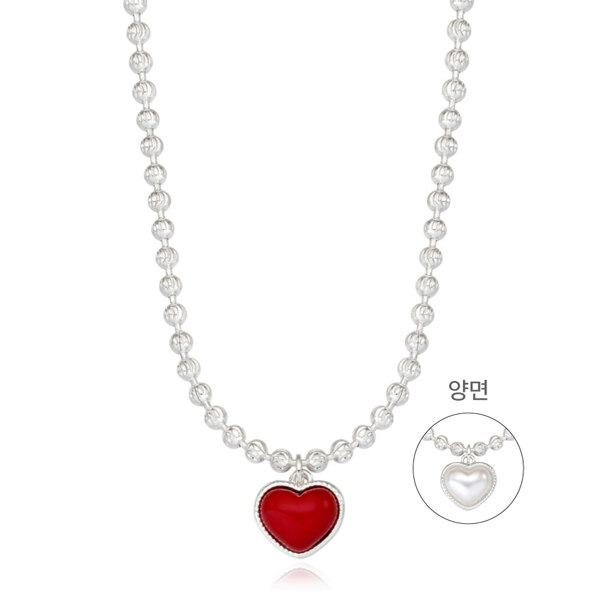신세계인터넷면세점-이니비니-necklace-듀얼 하트 레드 진주 볼드 목걸이
