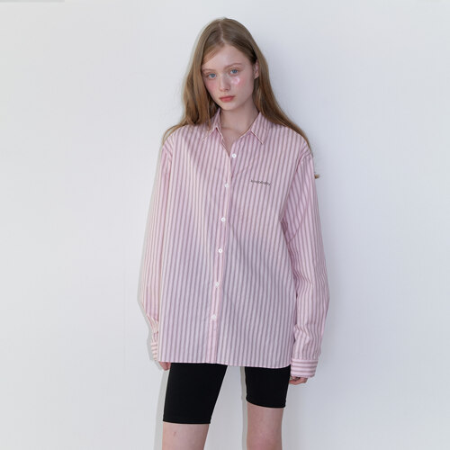 classic logo stripe shirts - baby pink