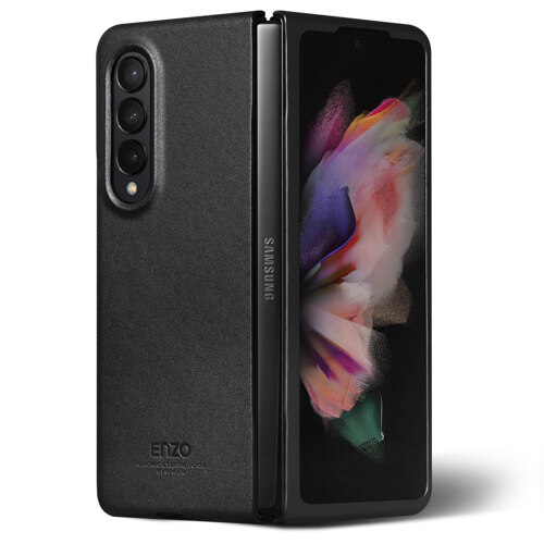 韩际新世界网上免税店-SPIGEN-SELFIESTICK-Galaxy Z Fold 3 Natural Leather Case Enzo Black 手机壳