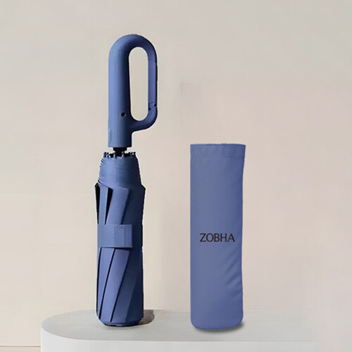 #BLUE / Carabiner UV Protection One-Touch Automatic 3-Fold Large Umbrella