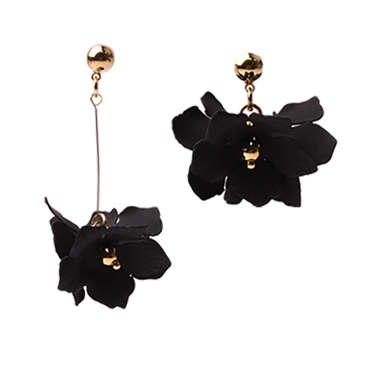 BLACKPINK 智秀同款] #Black/Freesia Unbalanced Dangle